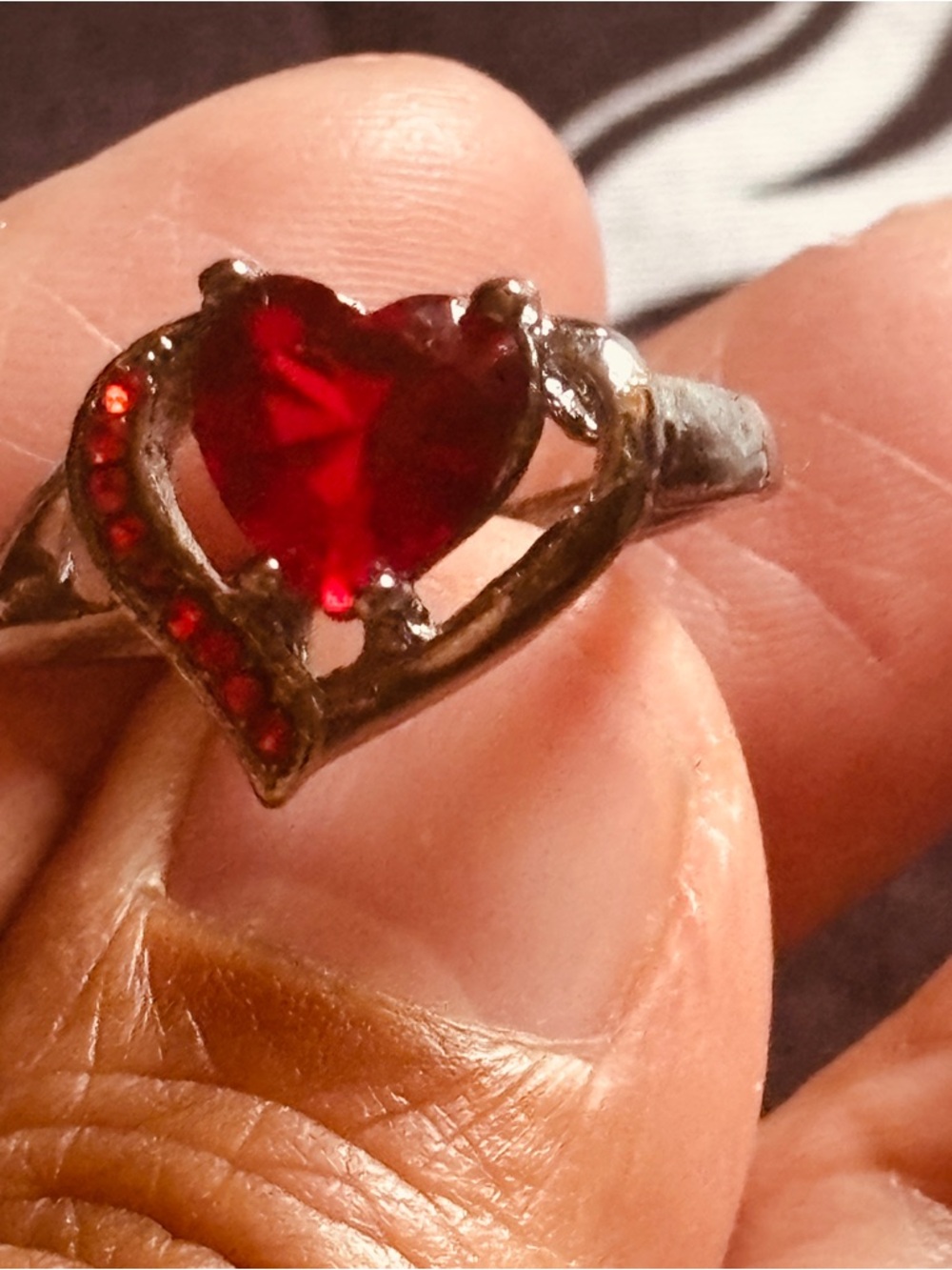 Red Heart Crystal Ring - Women Jewelry-Size 6